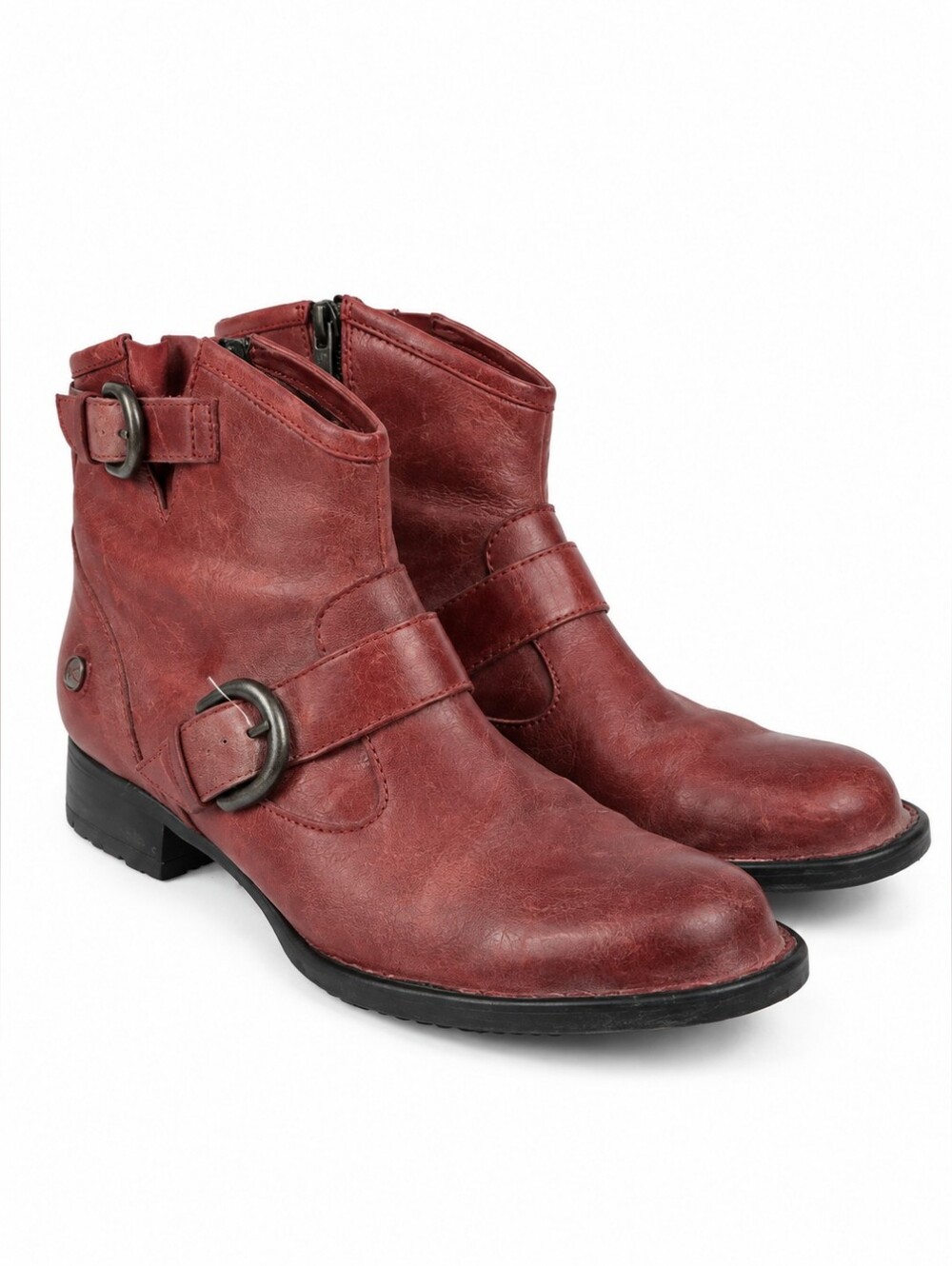 Born Raisa Red Leather Women's Ankle Boots Size 8.5